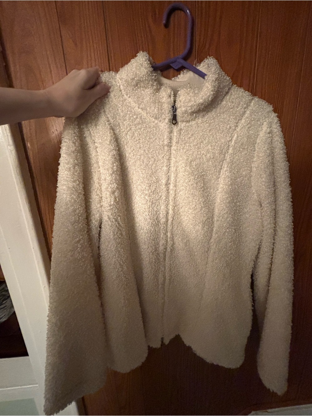 J. Jill Cream Plush Teddy Zip Jacket